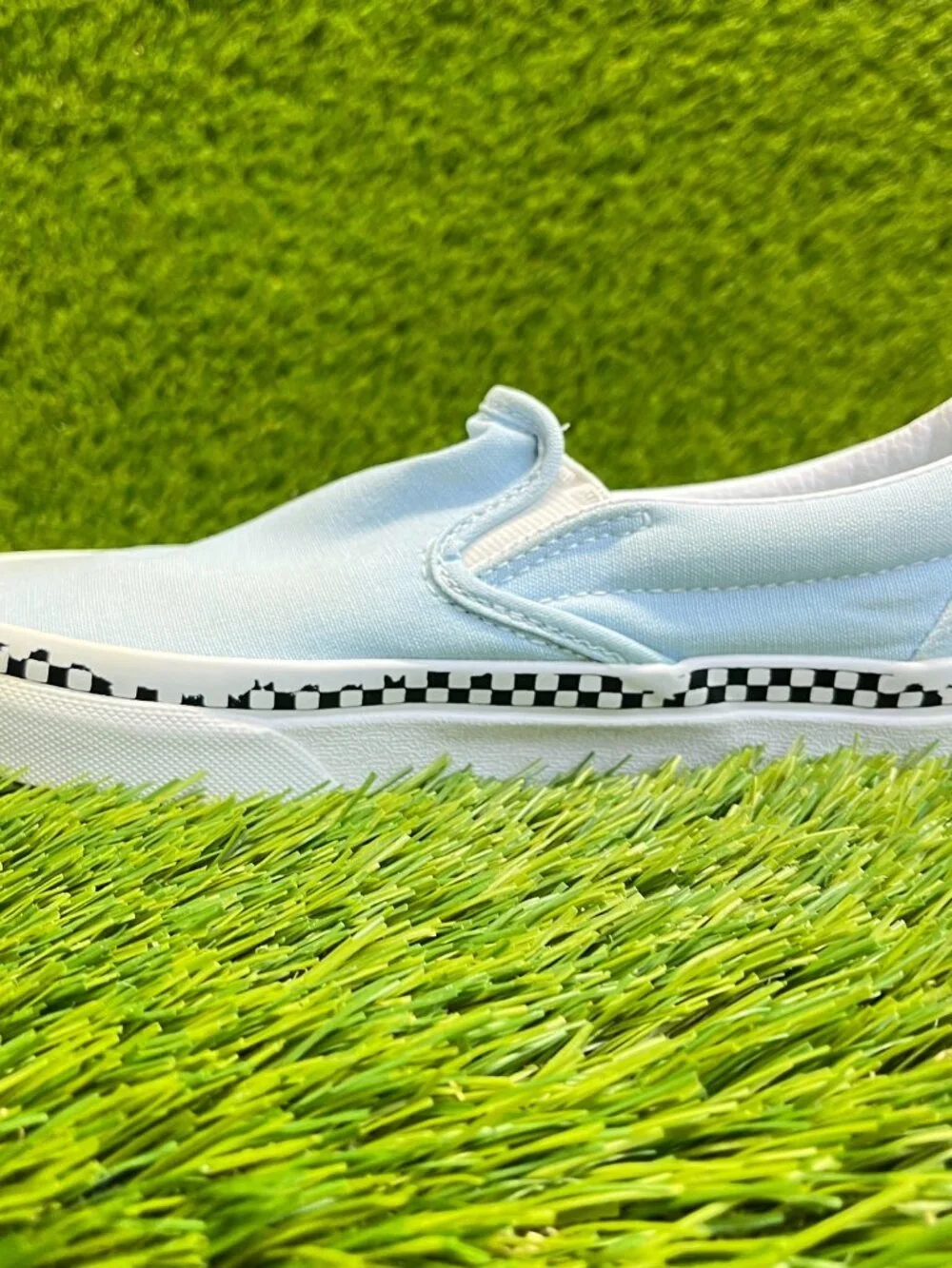 Vans Classic Slip-On Womens Size 5 Blue White Athletic Skateboard Shoes Sneakers
